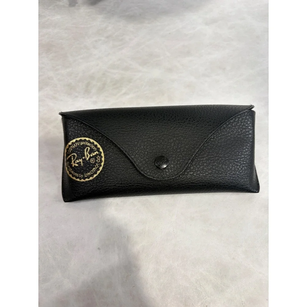 Ray-Ban Black Faux‎ Leather Sunglasses Case Gold Logo Luxottica Snap Closure